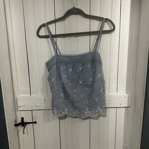 Abercrombie & Fitch Light Blue Lace Trim Top